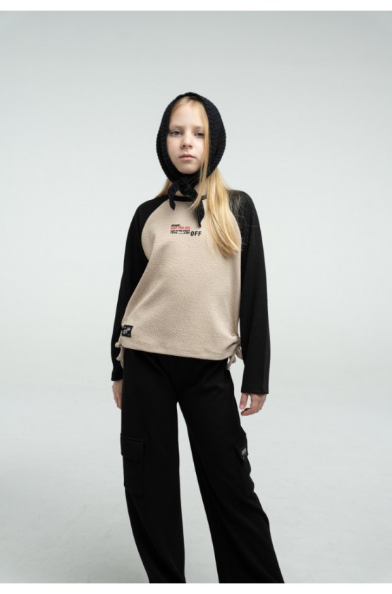 Σετ Μπλούζα και Παντελόνι cargo Εβίτα 255036 μαύρο - μπεζ