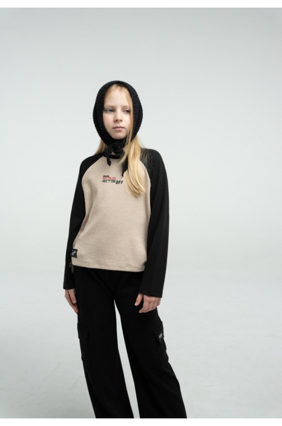 Σετ Μπλούζα και Παντελόνι cargo Εβίτα 255036 μαύρο - μπεζ