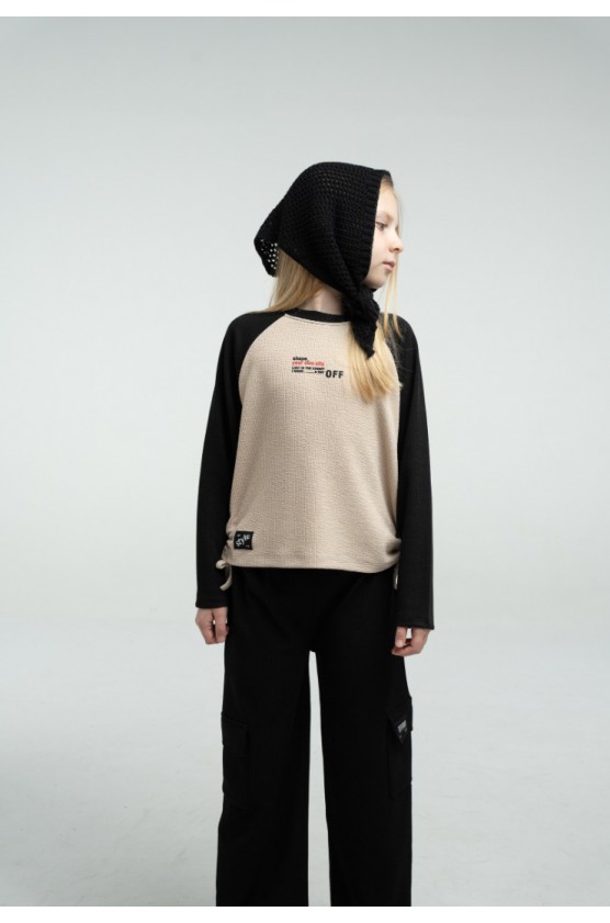 Σετ Μπλούζα και Παντελόνι cargo Εβίτα 255036 μαύρο - μπεζ