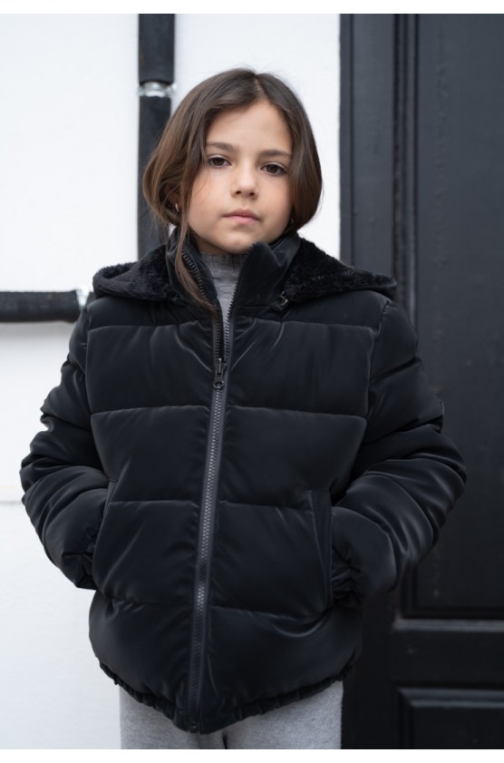 Μπουφάν με κουκούλα για  κορίτσια EBITA 255050 μαύρο