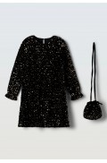 Φόρεμα με μακρύ μανίκι και Παγιέτες  Για κορίτσια ebita 255054 Μαύρο