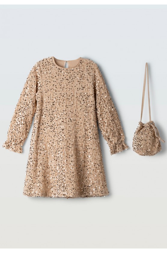 Φόρεμα με μακρύ μανίκι και Παγιέτες  Για κορίτσια ebita 255054 Χρυσό