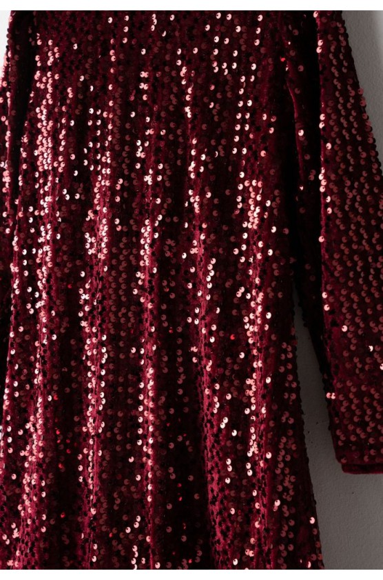 Φόρεμα βελούδινο με παγιέτες EBITA 255095 μπορντό