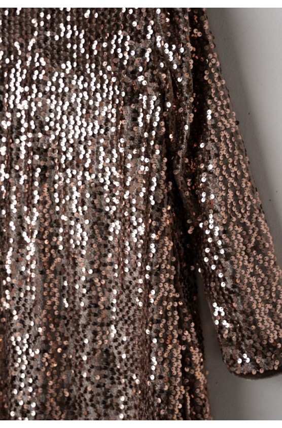 Φόρεμα βελούδινο με παγιέτες EBITA 255095 μπρονζέ