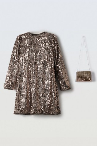Φόρεμα βελούδινο με παγιέτες EBITA 255095 μπρονζέ