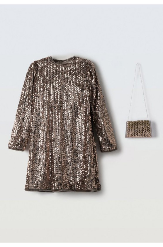 Φόρεμα βελούδινο με παγιέτες EBITA 255095 μπρονζέ