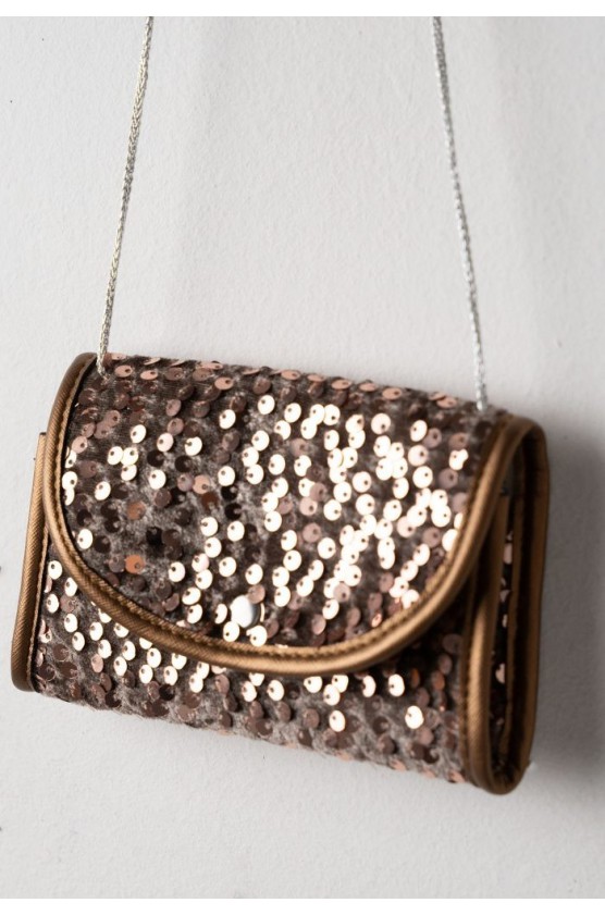 Φόρεμα βελούδινο με παγιέτες EBITA 255095 μπρονζέ