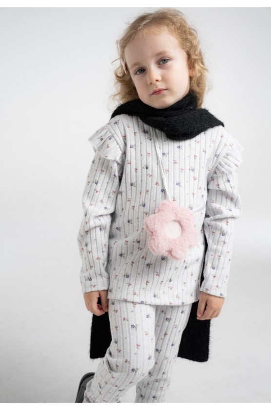 Σετ μπλούζα  με κολάν ριμπ για κορίτσια EBITA 255247 γκρι