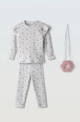 Σετ μπλούζα  με κολάν ριμπ για κορίτσια EBITA 255247 γκρι