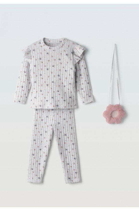 Σετ μπλούζα  με κολάν ριμπ για κορίτσια EBITA 255247 γκρι