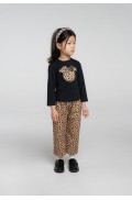 Σετ μπλούζα  με κολάν λεοπάρ για κορίτσια EBITA 255260 Μαύρο