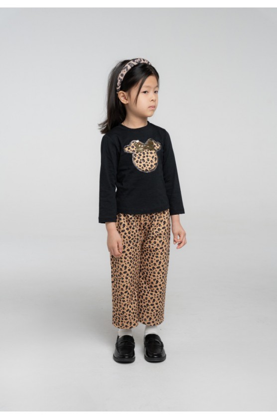 Σετ μπλούζα  με κολάν λεοπάρ για κορίτσια EBITA 255260 Μαύρο