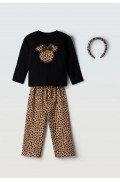Σετ μπλούζα  με κολάν λεοπάρ για κορίτσια EBITA 255260 Μαύρο