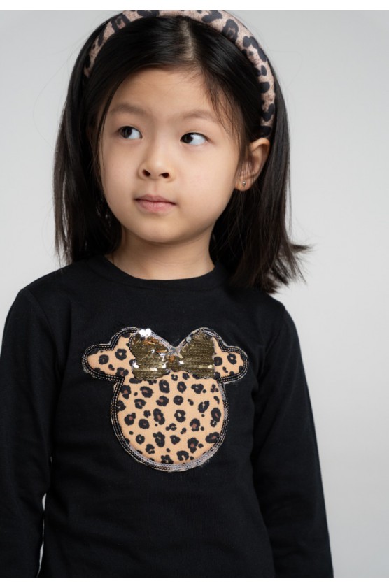 Σετ μπλούζα  με κολάν λεοπάρ για κορίτσια EBITA 255260 Μαύρο