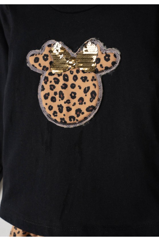 Σετ μπλούζα  με κολάν λεοπάρ για κορίτσια EBITA 255260 Μαύρο