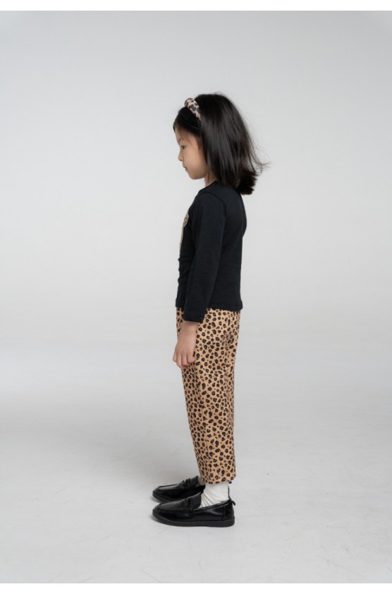 Σετ μπλούζα  με κολάν λεοπάρ για κορίτσια EBITA 255260 Μαύρο