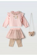 Σετ φούστα μπλούζα και κολάν για κορίτσια EBITA 255532 ροζ