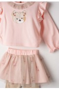 Σετ φούστα μπλούζα και κολάν για κορίτσια EBITA 255532 ροζ