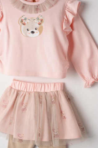 Σετ φούστα μπλούζα και κολάν για κορίτσια EBITA 255532 ροζ