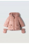 Μπουφάν μακρύ για  μικρά κορίτσια EBITA 255535 ροζ