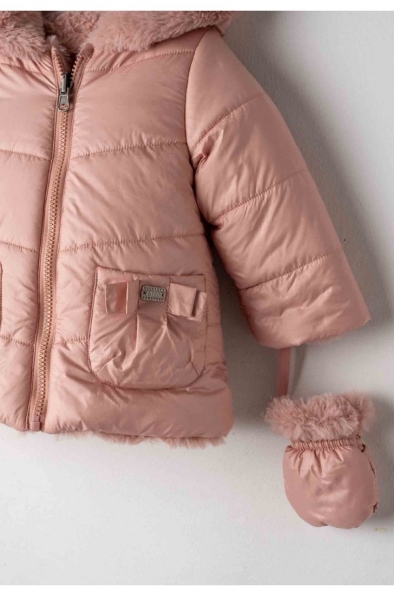 Μπουφάν μακρύ για  μικρά κορίτσια EBITA 255535 ροζ