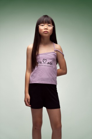 Σετ μπλουζάκι  με σορτς  για κορίτσια EBITA 266004 λιλά-μαύρο