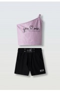 Σετ μπλουζάκι  με σορτς  για κορίτσια EBITA 266004 λιλά-μαύρο