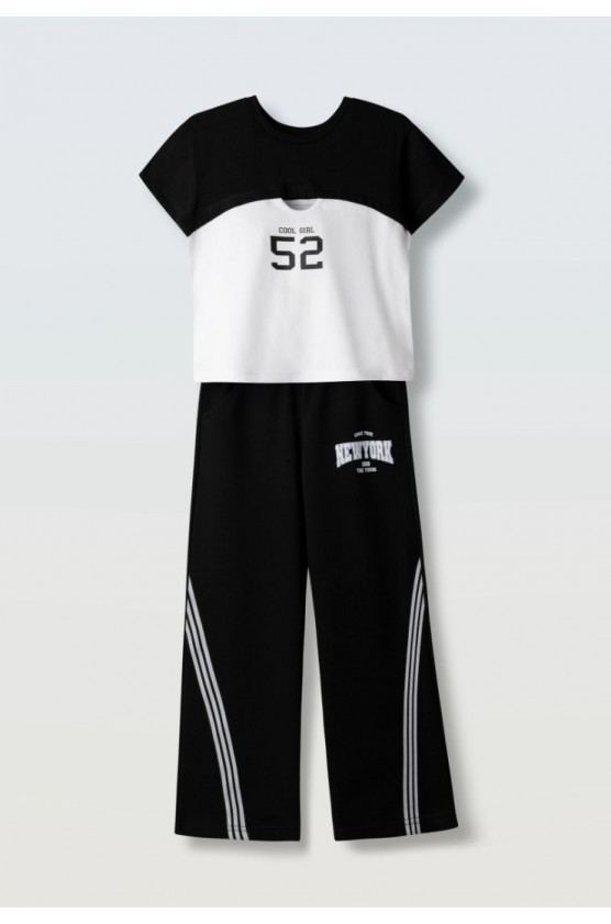 Σετ μπλουζάκι με παντελόνα  για κορίτσια EBITA 266005 λευκό-μαύρο