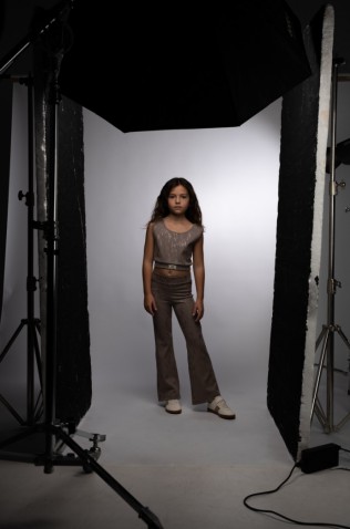 Σετ μπλουζάκι με παντελόνα  για κορίτσια EBITA 266012 μπεζ σκούρο