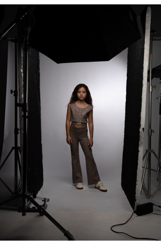 Σετ μπλουζάκι με παντελόνα  για κορίτσια EBITA 266012 μπεζ σκούρο