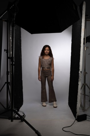 Σετ μπλουζάκι με παντελόνα  για κορίτσια EBITA 266012 μπεζ σκούρο