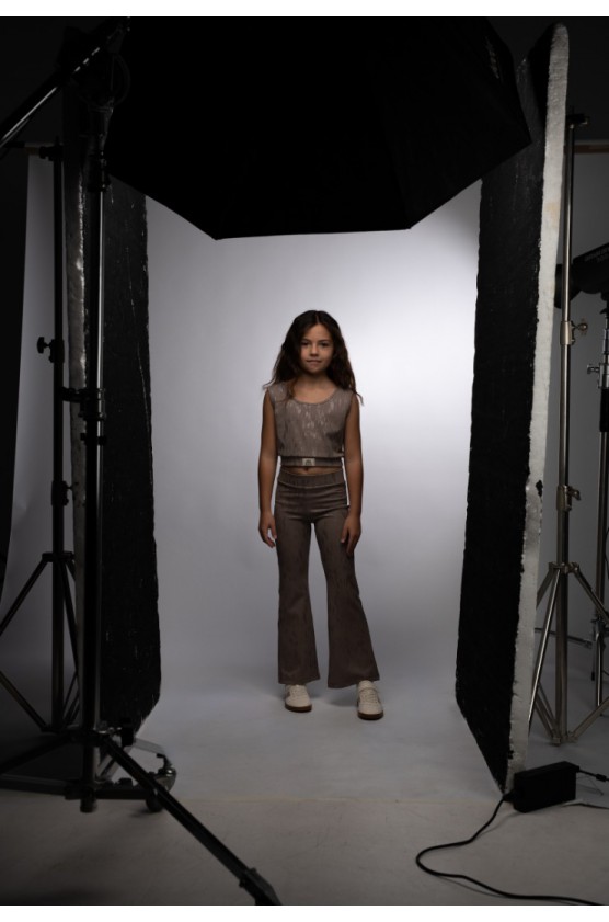 Σετ μπλουζάκι με παντελόνα  για κορίτσια EBITA 266012 μπεζ σκούρο