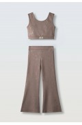 Σετ μπλουζάκι με παντελόνα  για κορίτσια EBITA 266012 μπεζ σκούρο