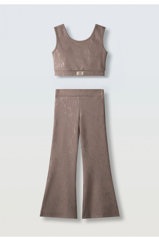 Σετ μπλουζάκι με παντελόνα  για κορίτσια EBITA 266012 μπεζ σκούρο