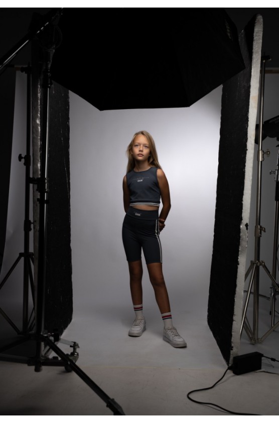 Σετ μπλουζάκι crop με ποδηλατικό κολάν  για κορίτσια EBITA 266013 ανθρακί