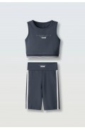 Σετ μπλουζάκι crop με ποδηλατικό κολάν  για κορίτσια EBITA 266013 ανθρακί
