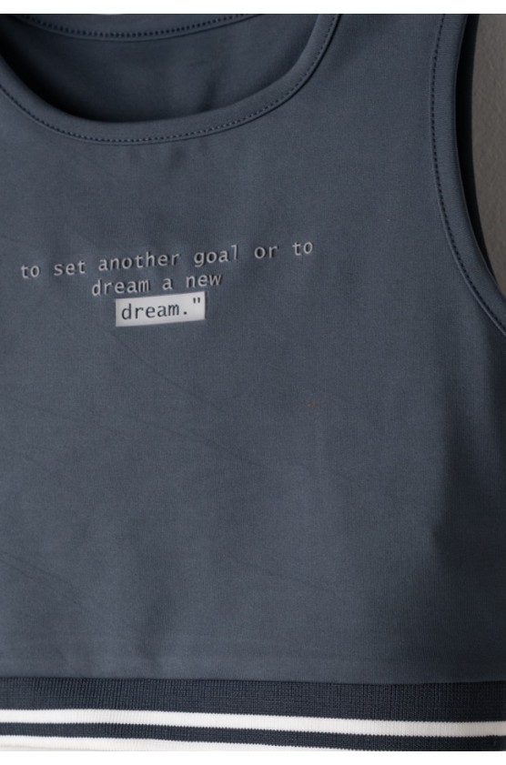 Σετ μπλουζάκι crop με ποδηλατικό κολάν  για κορίτσια EBITA 266013 ανθρακί