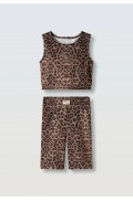 Σετ μπλουζάκι crop με ποδηλατικό κολάν  για κορίτσια EBITA 266014 λεοπάρ