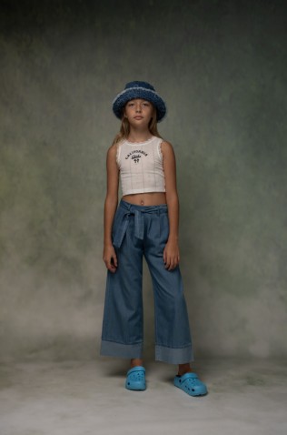 Σετ μπλουζάκι με παντελόνα  για κορίτσια EBITA 266025 λευκό-μπλε