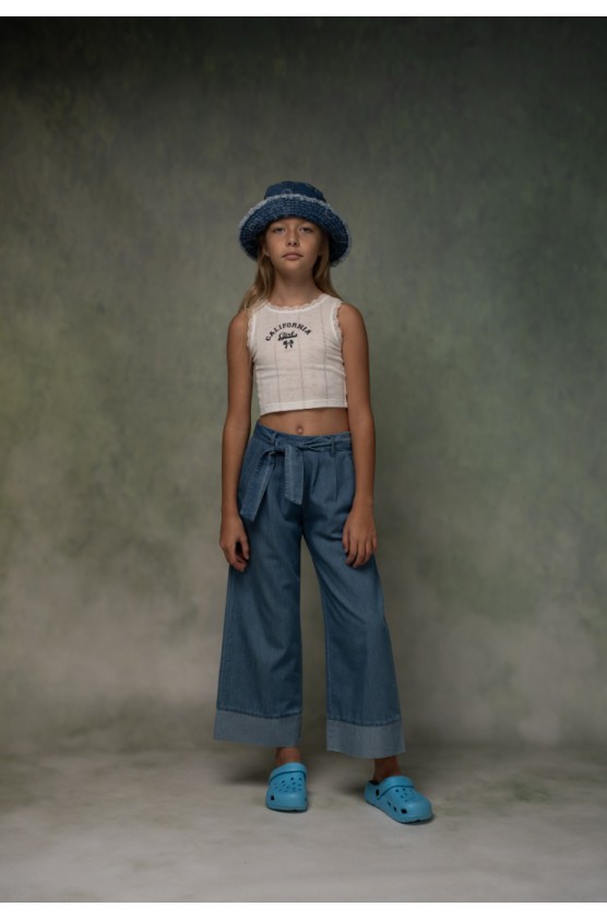 Σετ μπλουζάκι με παντελόνα  για κορίτσια EBITA 266025 λευκό-μπλε