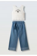 Σετ μπλουζάκι με παντελόνα  για κορίτσια EBITA 266025 λευκό-μπλε