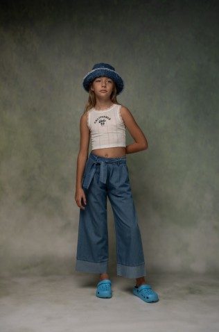 Σετ μπλουζάκι με παντελόνα  για κορίτσια EBITA 266025 λευκό-μπλε