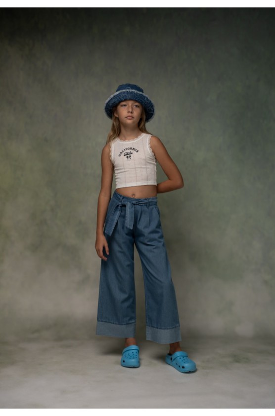 Σετ μπλουζάκι με παντελόνα  για κορίτσια EBITA 266025 λευκό-μπλε