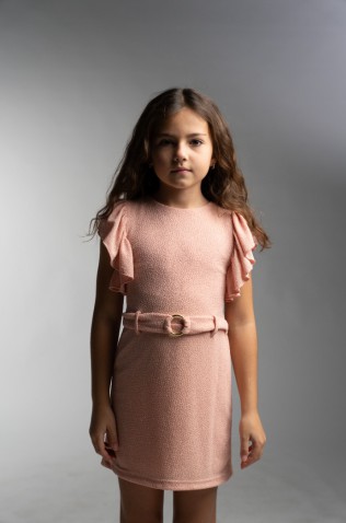 Φόρεμα Εξώπλατο με Ζώνη και Τσαντάκι  EBITA 266028 κοραλί