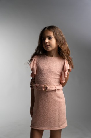 Φόρεμα Εξώπλατο με Ζώνη και Τσαντάκι  EBITA 266028 κοραλί