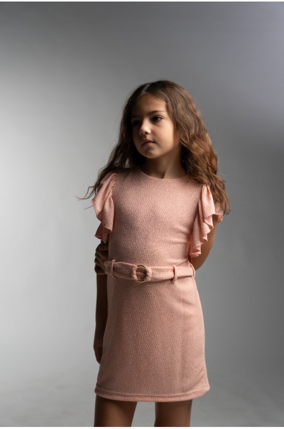 Φόρεμα Εξώπλατο με Ζώνη και Τσαντάκι  EBITA 266028 κοραλί