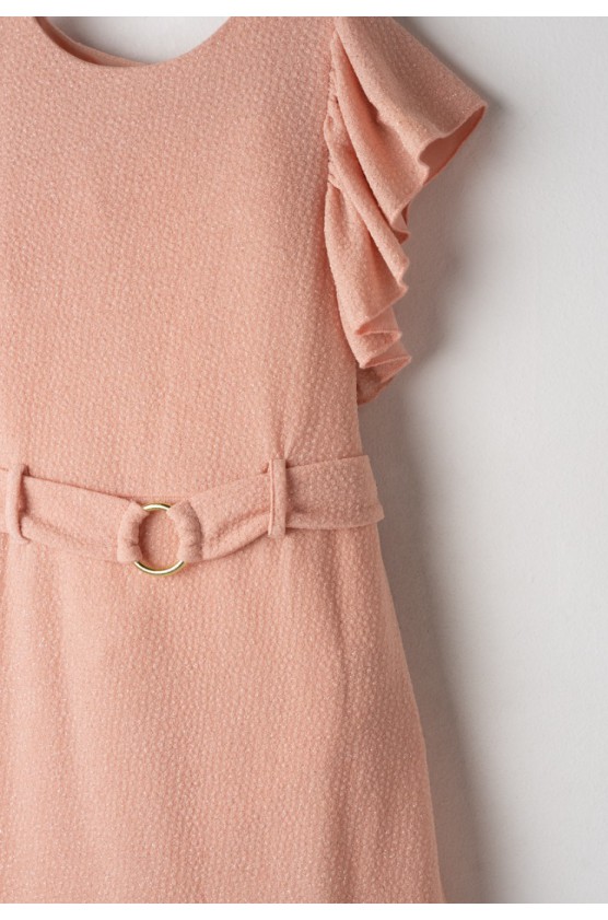 Φόρεμα Εξώπλατο με Ζώνη και Τσαντάκι  EBITA 266028 κοραλί