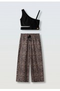 Σετ Τοπ Crop και Παντελόνα Λέοπαρ   για μικρά κορίτσια EBITA  266035 μαύρο