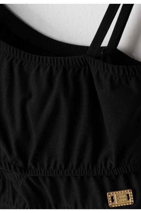 Σετ Τοπ Crop και Παντελόνα Λέοπαρ   για μικρά κορίτσια EBITA  266035 μαύρο