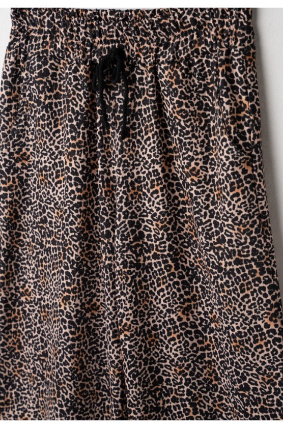 Σετ Τοπ Crop και Παντελόνα Λέοπαρ   για μικρά κορίτσια EBITA  266035 μαύρο